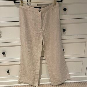Reformation Beige Linen Wide-Leg Pants